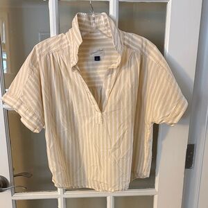Universal Thread Cream and White Striped Collared Shirt size M